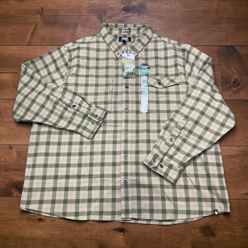 NEW Duluth Alaskan Hardgear Boars Nest Flannel Shirt 3XL Green Plaid Untucked